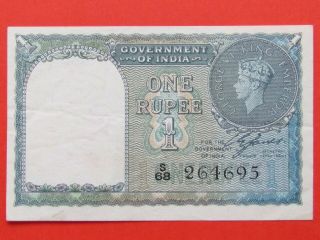 India British (1940 Rare Scarce Black Serial Number) 1 Rupee Rare Banknote,  Gef