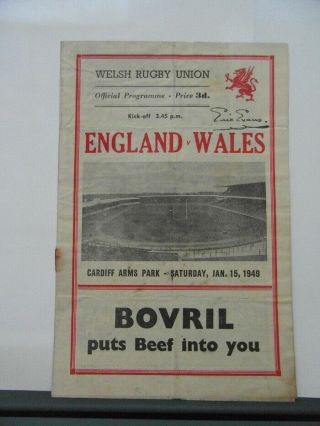 1949 Wales V England Programme Rare