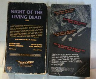 Rare Night of The Living Dead Vintage Video VHS 1985 3