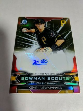 2015 Bowman Chrome Kevin Newman (pirates) Rare Gold Refractor Auto Rookie /50