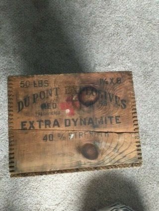 Rare Vintage Dupont Explosives Extra Dynamite Wood Wooden Case / Crate / Box