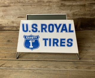 Rare Vintage U.  S.  Royal Tires Ds Display Stand Metal Sign : Gas & Oil
