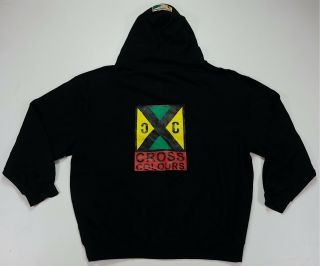 Rare Vintage Cross Colours Spell Out Full Zip Hoodie Sweatshirt 90s Black Sz 2xl