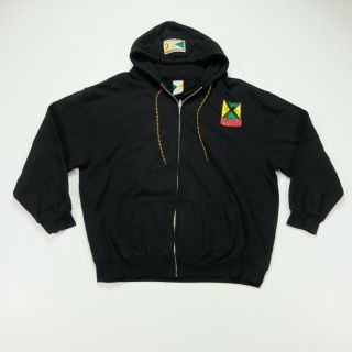 Rare Vintage CROSS COLOURS Spell Out Full Zip Hoodie Sweatshirt 90s Black SZ 2XL 2