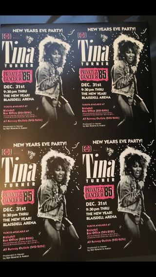 Tina Turner 1985 Extremely Rare❗️orig Vntg Hawaii Uncut Handbills Concert Poster