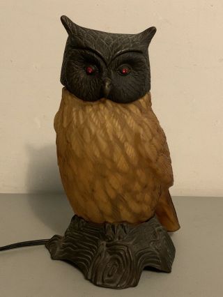 Rare 1996 Tin Chi Owl Accent Lamp Andrea By Sadek Brass Bronze Tone
