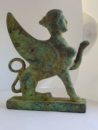 Extremely Rare Ancient Large Bronze Statue Mythology Sphinx 500 Bc.  688 Gr.  150 Mm