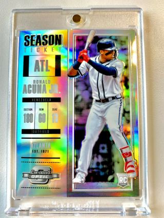 2018 Panini Contenders Ronald Acuna Jr Rc Silver Holo Refractor Sp Rare