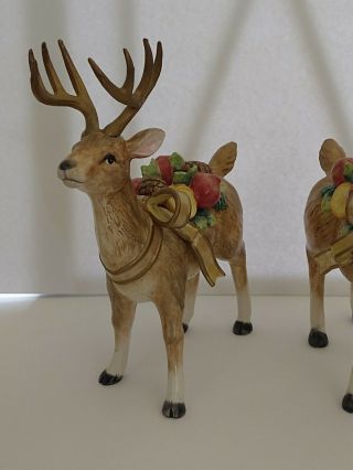 RARE Fitz and Floyd Classics Reindeer Topiary Figurines Candle Holders 2