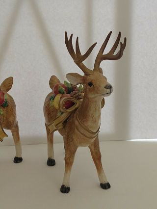 RARE Fitz and Floyd Classics Reindeer Topiary Figurines Candle Holders 3
