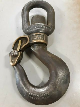 Vintage Cosby Laughlin Rare Swivel Sling Tow Hook W/ Brass Tip Lok Latch Patent