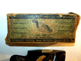 Vintage Stanley 101 1/2 Model Makers Plane with the box Rare 3