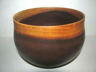Rare Artist Signed Dan Deluz Handmade Hawaiian Koa Wood Bowl
