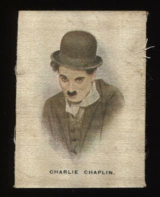 1919 Charlie Chaplin - The Home Mirror Cinema Stars - Satin Trade Card (rare)