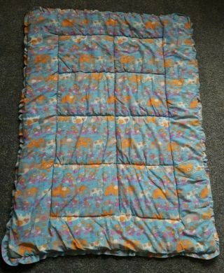 Very Rare Vintage 1960s Psychedelic Elephant Baby/childrens Cot Quilt - Mothercare