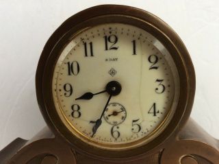 Rare Antique Ansonia 8 - day Bronze Art Nouveau Desk Clock.  U.  S.  A.  Runs. 2