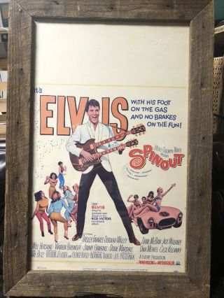 Elvis Presley Rare Movie Poster Great Color Barn Find Spinout 22” X 14”