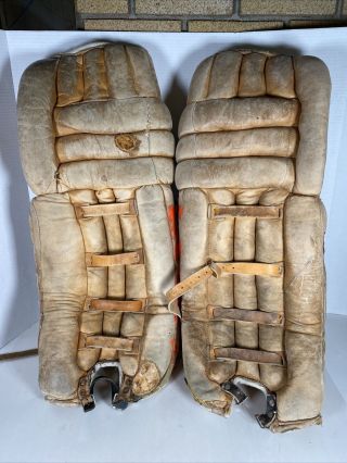 Rare Vintage Dr Lg40 31” Pro Style Brown Leather Hockey Goalie Pads