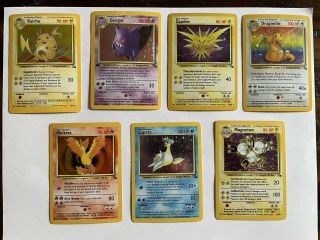 Near Complete Pokemon Fossil Set Holo First Edition - Rare