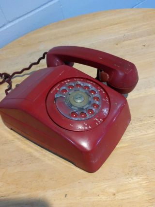 Vintage Rotary Wall Phone Automatic Electric Ae Co Na Usa Ultra Rare Red Fire