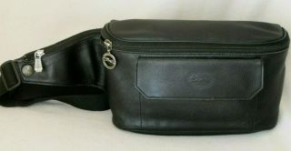 Rare Vintage Longchamp France Black Leather Belt Bag Fanny Pack