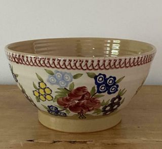 Rare Nicholas Mosse Ireland Red Georgian Bouquet Large Footed Bowl 9.  5 