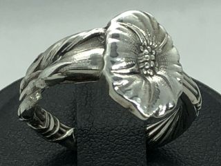 Rare Tiffany Morning Glory Floral 1885 Sterling Antique Adjustable Spoon Ring 7