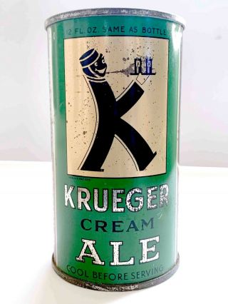 1938 - 1942 Krueger Cream Ale Oi Irtp Flat Top Beer Can Rare Can R - 6