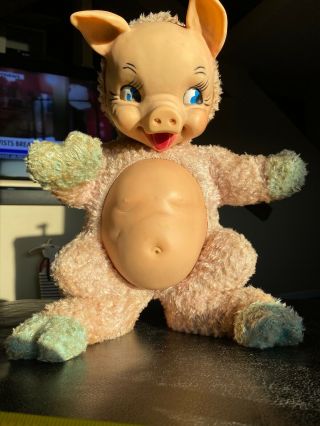 Rare Vintage Rubber Faced And Belly Pig Knickerbocker Or Rushton Animal ?