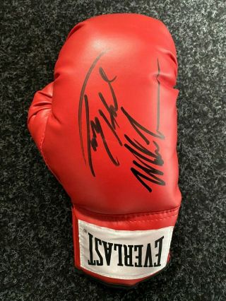 Mike Tyson And Larry Holmes Dual Hand Signed Boxing Glove Rare Aftal