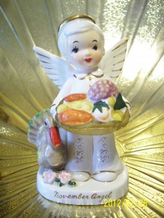 Rare Vintage Napco November Birthday Boy Angel Figurine Adorable