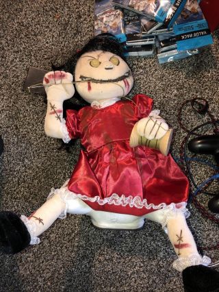 Evil Rag Doll Spirit Halloween Prop Zombie Baby Rare Htf Gemmy Morbid Animated