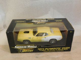 1971 Plymouth Cuda 440 Yellow Rare Ertl American Muscle 1:18 10 Fastest