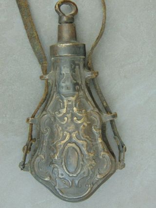 Rare Ornate Antique Bronze Brass Japanese Military Black Powder Flask Screw Top