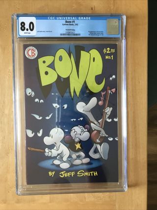 Bone 1 Cgc 8.  0 Rare 2nd Print White Pages Cartoon Books Netflix Jeff Smith