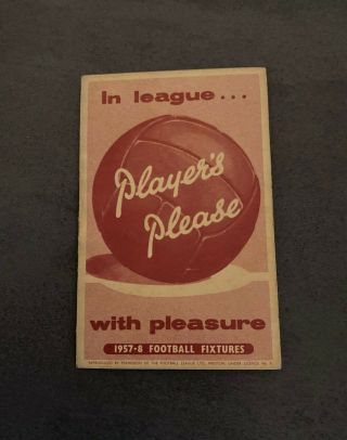 John Player Football Fixture Card Booklet.  Includes Man United.  1957 - 1958.  Rare.