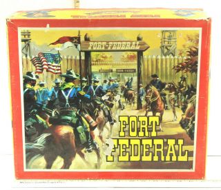 Rare Vintage 1970s Comansi Play Set Fort Federal Wild West General Custer,  Box