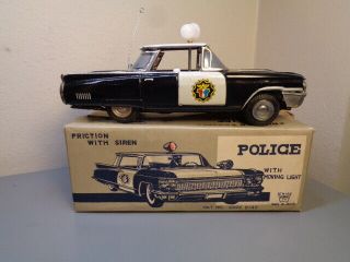 Ichiko Japan Vintage Tinplate 1960 Cadillac Police Car Very Rare