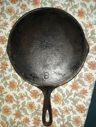 Extremely Rare Sidney Hollow Ware 8 Cast Iron Skillet Pre Wagner Ware Script