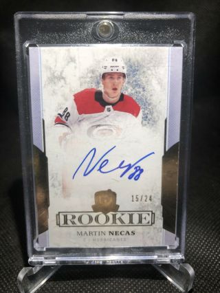 2017 - 18 Ud The Cup Hockey Martin Necas Gold Rookie Auto Rc /24 Hurricanes Rare