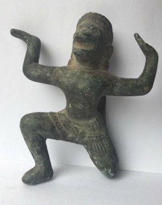 Rare Hanuman Divinite Singe Ancienne Statuette En Bronze Khmer Cambodge Asie