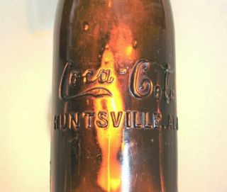 Rare Straight Side Coca Cola Amber Bottle " Huntsville,  Ala