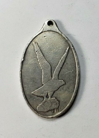 Pamp Suisse 1 Ozt.  999 Fine Silver Oval Falcon Pendant Rare Vintage