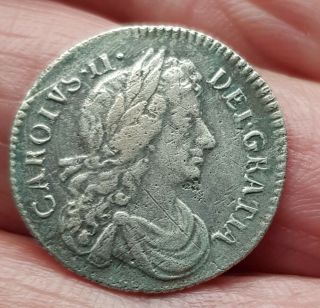 1683 Charles Ii Silver Sixpence Good Detail Rare Thus Spink 3382 Ha003