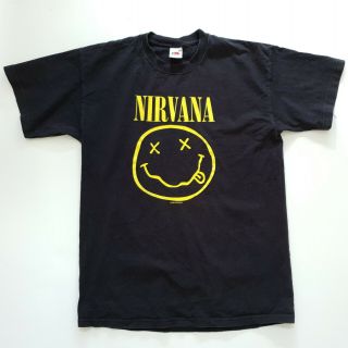 Vintage 1992 Nirvana Smiley Face Medium T - Shirt Flower Sniffin (rare)