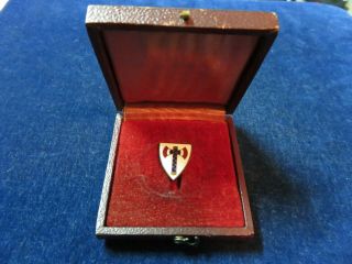 Rare Orig Ww2 French Cased Lapel Badge " Vichy French " Double Blade Axe