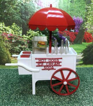 Rare Ideal Hot Dog - Ice Cream Cart Vintage Dollhouse Furniture Renwal Plastic