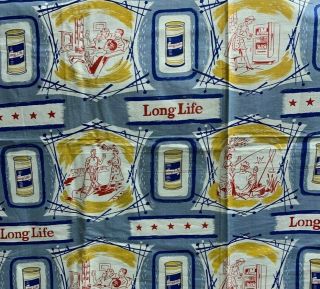 Very Rare Vintage 50s Long Life Beer Advertising Textile Fabric Ind Coope L 46”