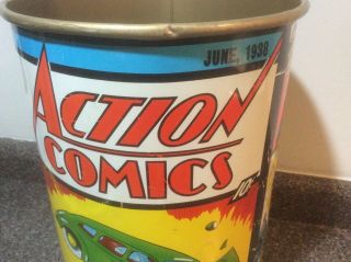 Vintage 1974 DC Comics Superman Wonder Woman Batman Metal Trash Can Rare 3