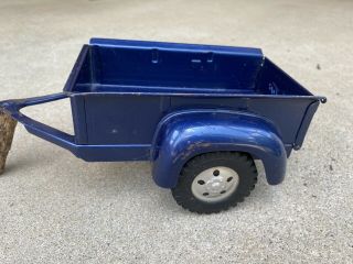 Vintage Tonka Pressed Steel Stepside Pickup Truck Trailer Rare Blue Color